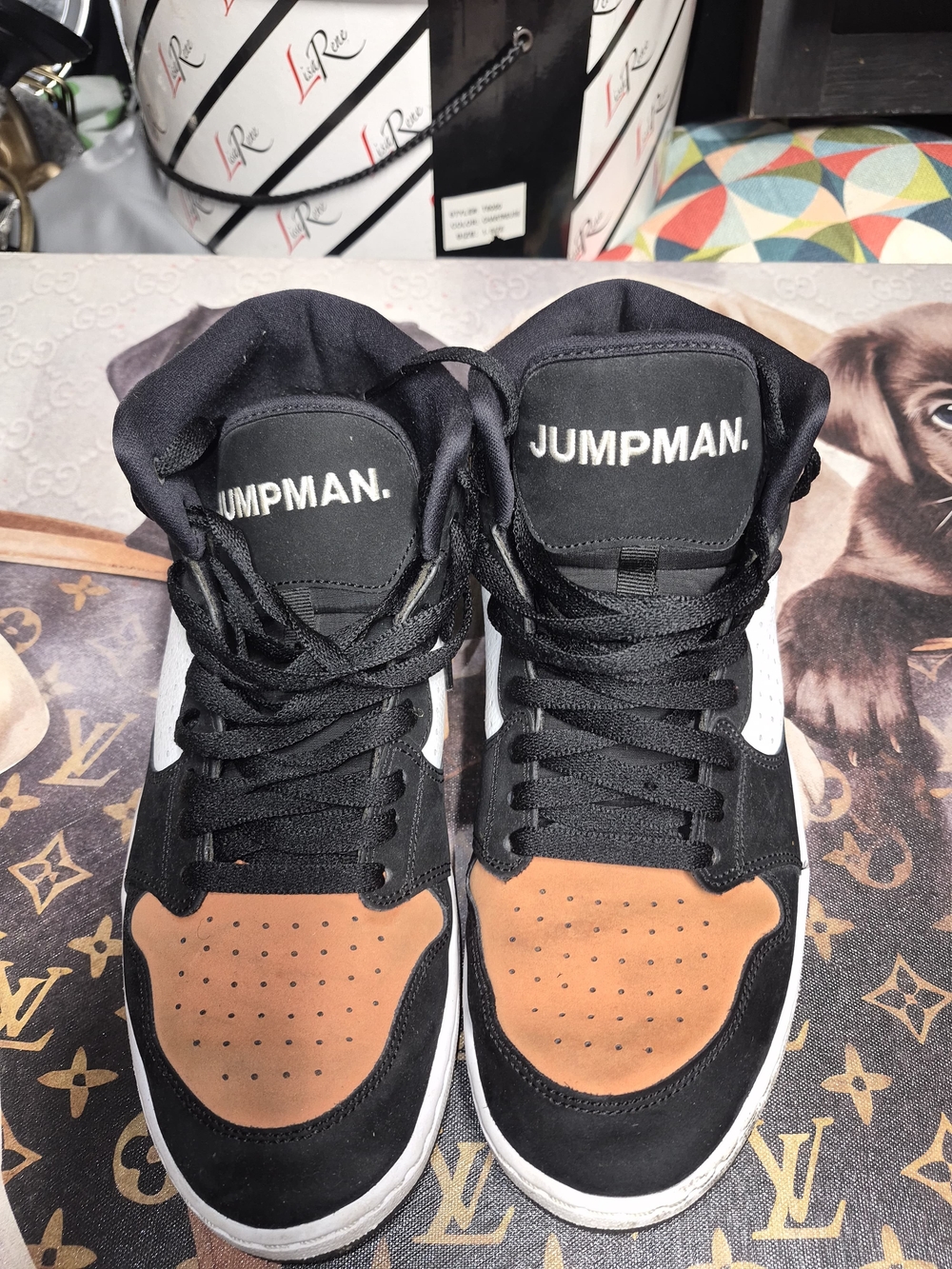 Jump Men's Black and Brown High-Top Sneakers